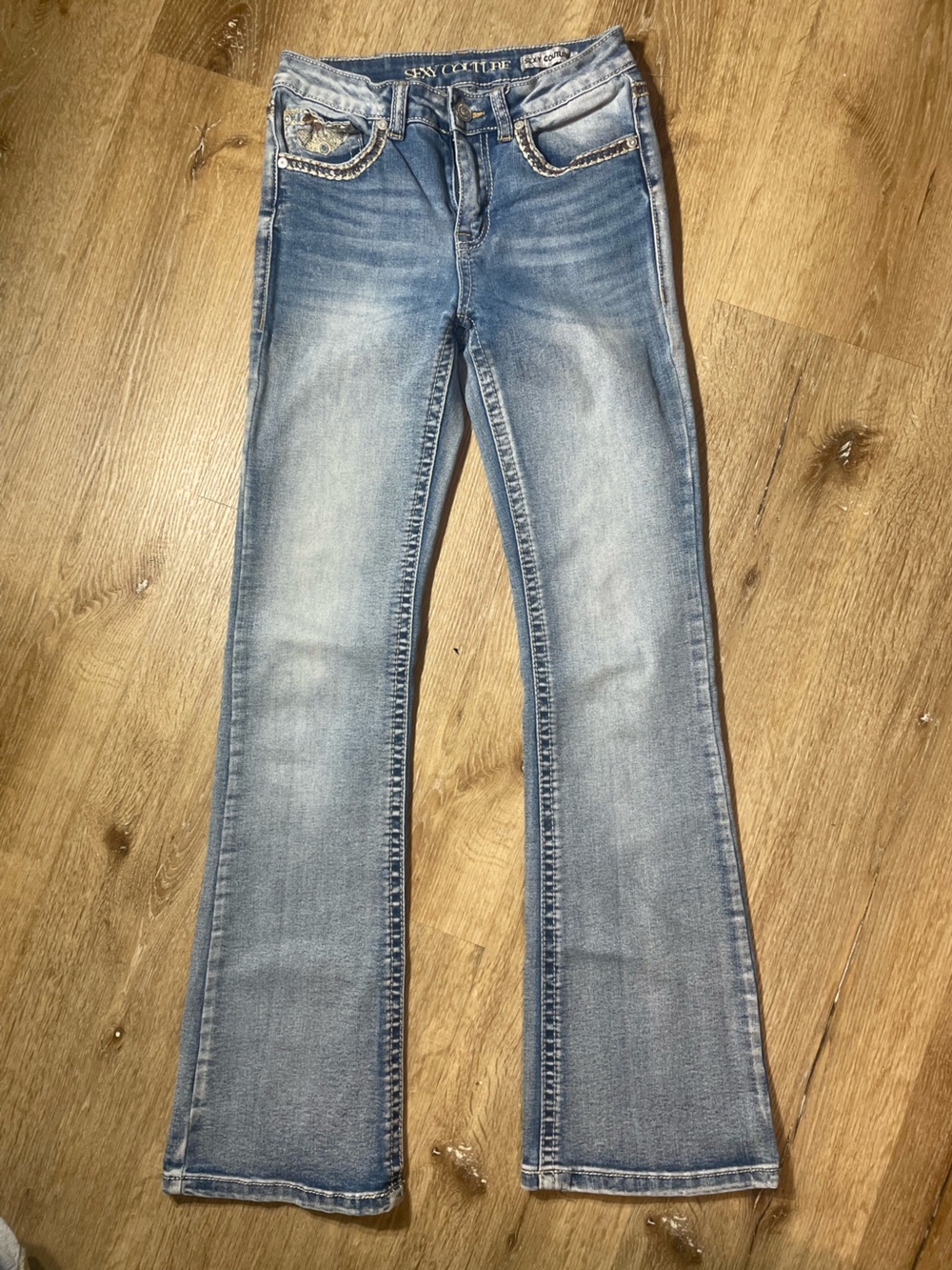 Bright Blue Skinny Jeans with Subtle Fade -